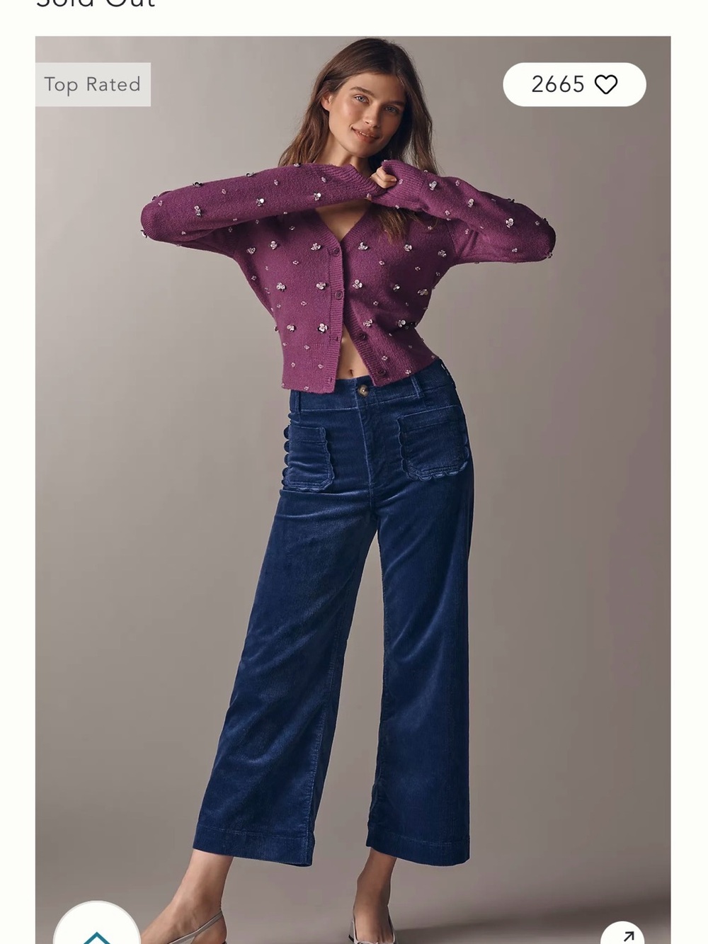 Anthropologie Maeve Colette Corduroy High-Rise Wide Leg Cropped Pants